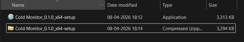 Cold Monitor installer file in Downloads