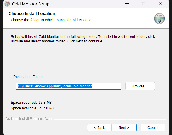 Choose install location