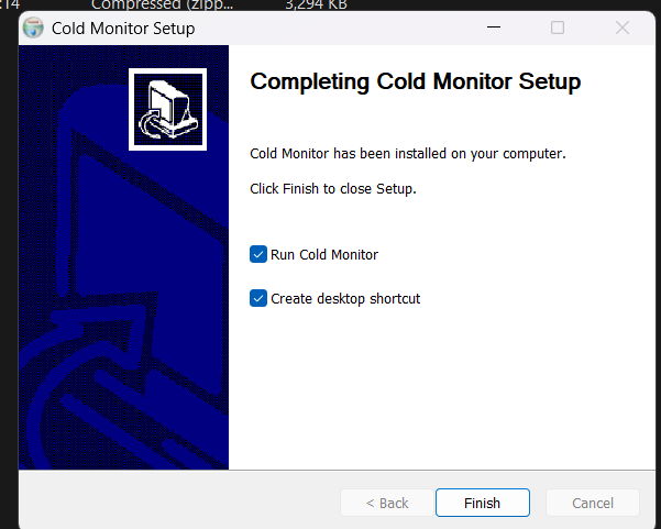 Completing Cold Monitor Setup