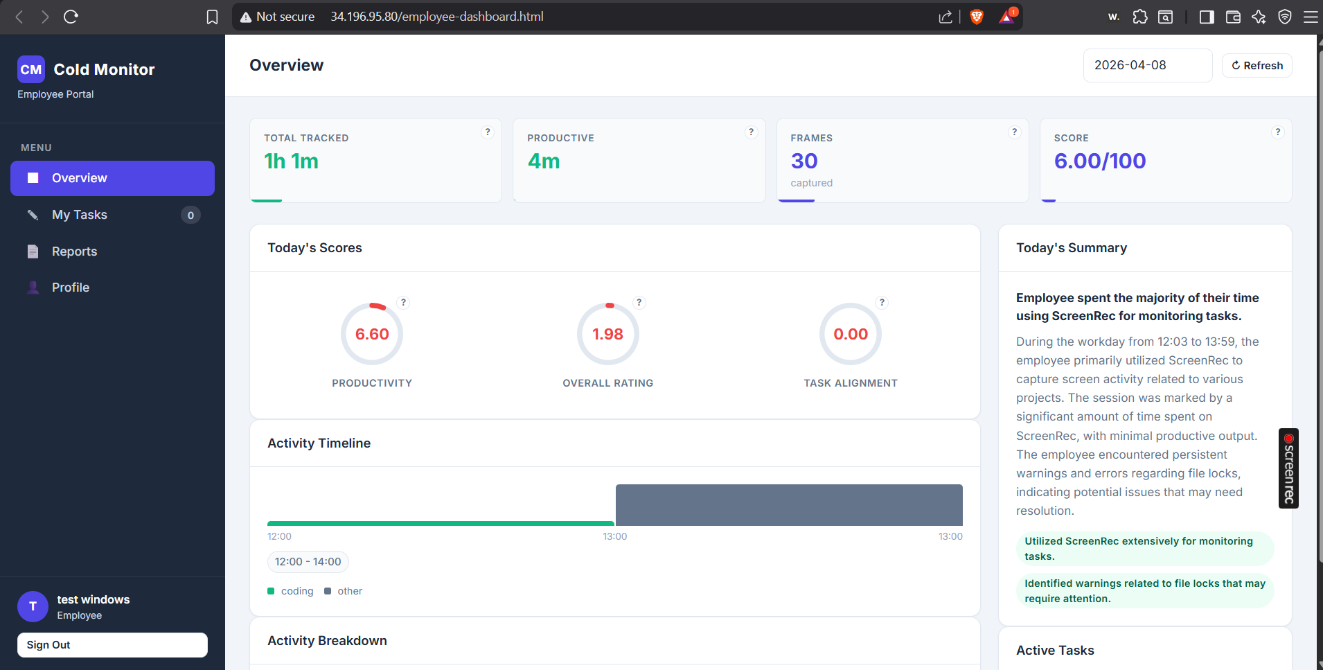 Employee dashboard